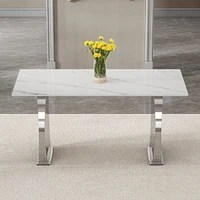 Streamdale Furniture Compact White Patterned Dining Table (63" x 31.4" x 30")