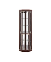 Streamdale Furniture Corner Curio Cabinet with Lights: Dark Cherry