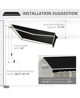 7' x 8' Patio Retractable Awning, Manual Sun Shade