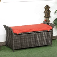 Streamdale Furniture 27 Gallon Patio Storage Bench: Wicker, Red, Rectangle