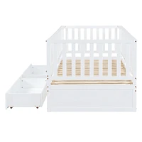 Streamdale Furniture Twin Wood Daybed with Guardrails and Drawers