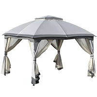 Simplie Fun 10' x 12' Outdoor Gazebo w/ Zippered Mesh and Steel Frame