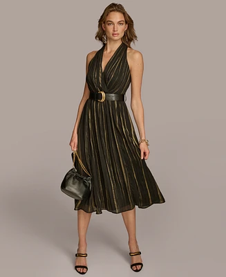 Donna Karan New York Women's Printed Belted A-Line Dress