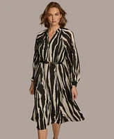 Donna Karan New York Women's Printed Belted A-Line Dress