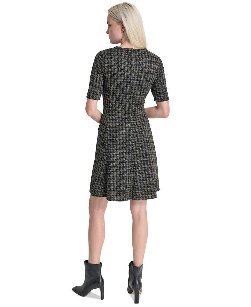Dkny Women's Jewel-Neck Short-Sleeve Fit & Flare Dress
