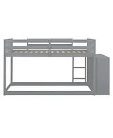 Twin Over Bunk Bed With 4 Drawers And 3 Shelves