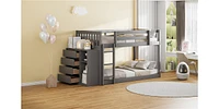 Streamdale Furniture Twin over Twin Bunk Bed with 4 Drawers and 3 Shelves-Gray