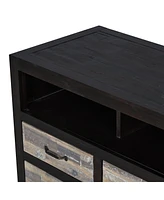 Streamdale Furniture Retro Distressed Tv Stand with Drawers and Shelves