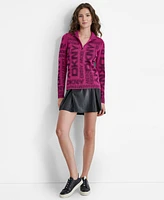 Dkny Women's Quarter-Zip Embossed Sweater