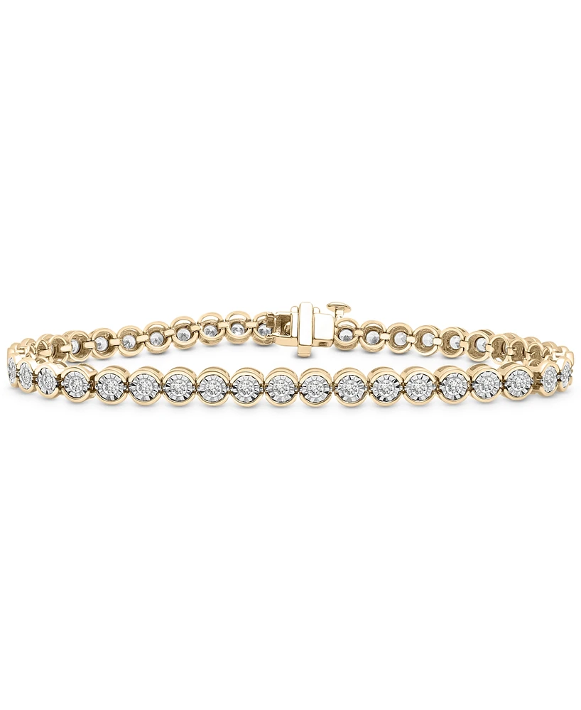 Men's Diamond Half Bezel Link Bracelet (3-1/2 ct. t.w.) in 10k Gold