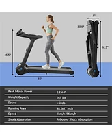 Vebreda 2.25HP Folding Treadmill with Bluetooth Speaker-Black