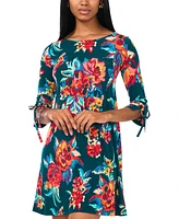 Msk Petite Floral-Print 3/4-Sleeve Shift Dress