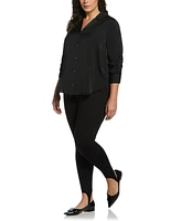 Rafaella Plus Notch Collar Silk Long Sleeve Button-Down Blouse