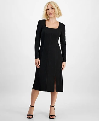 Tinsel Petite Square-Neck Long-Sleeve Midi Dress