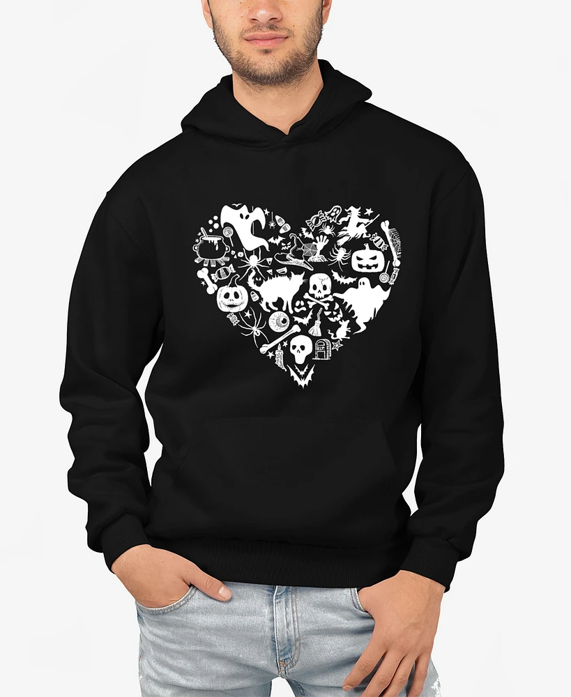 La Pop Art Men's Halloween Heart Word Hooded Sweatshirt