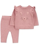 Carter's Baby Girls 2-Pc. Ruffled Bunny Sweater & Knit Pants Set