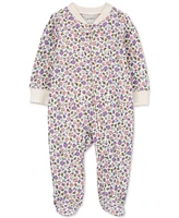 Carter's Baby Girls Floral-Print 2-Way-Zip Cotton Sleep & Play Footed Pajamas