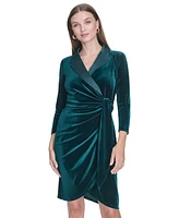 Halston Women's Satin-Trim Velvet Sheath Dress