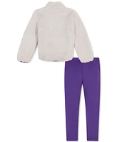 Under Armour Toddler & Little Girls 2-Pc. Minky 1/4-Zip Faux-Fur Sweatshirt Solid Leggings Set