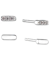 Lauren Ralph Lauren Sterling Silver 2-Pc. Set Pave Stud Earrings