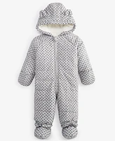 First Impressions Baby Boys Hooded Flocked Double Broken Striped Footed Snowsuit, Created for Macy's