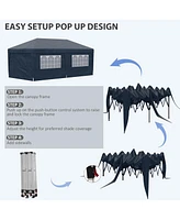 10' x 19.5' Pop Up Canopy, Sidewalls, Height-Adjustable Party Tent
