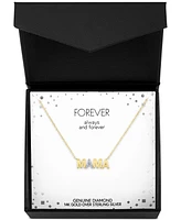 Diamond Accent Mama Pendant Necklace in 14k Gold-Plated Sterling Silver, 16" + 2" extender - Gold