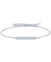 Diamond Accent Rectangular Bar Link Bracelet in Sterling Silver