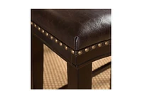 Simplie Fun 26" Saddle Counter Stool with Nailhead Trim (Set of 2), Dark Brown