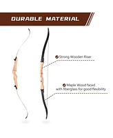 Yescom 68" Recurve Bow Right Hand Draw Weight 30lbs Traditional Archery Hunting Take Down Long Bow