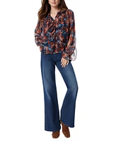 Sam Edelman Women's Ruffle-Trim Button-Down Blouse - Navy