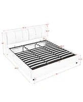 King Size Upholstered Platform Bed with Headboard and Hydraulic Lift