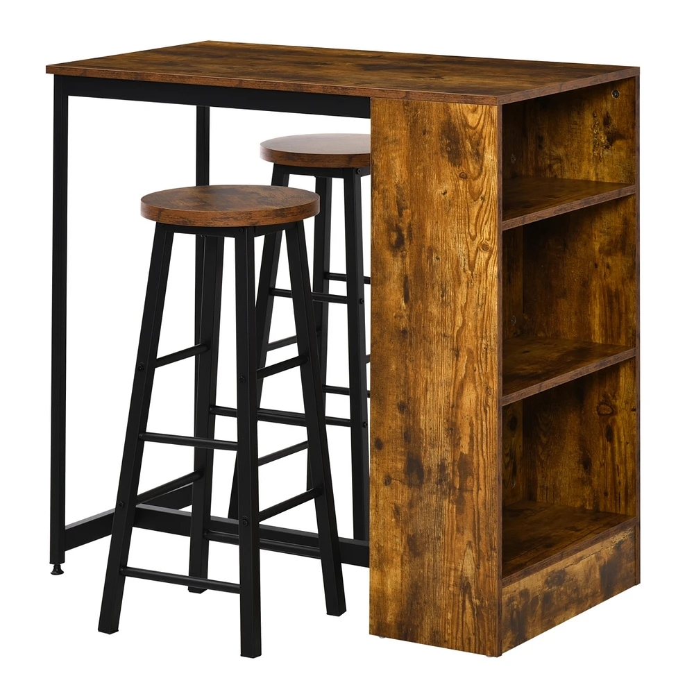 Streamdale Furniture Industrial Counter Height Table & Stool Set with Storage Shelf