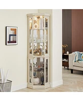Simplie Fun Lighted Corner Curio Cabinet for Display and Storage