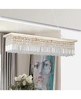 Streamdale Furniture Modern Gold Rectangle Raindrop Chandelier for Dining Room & Kitchen