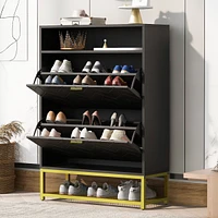 Streamdale Furniture Freestanding Shoe Cabinet with Flip Drawers