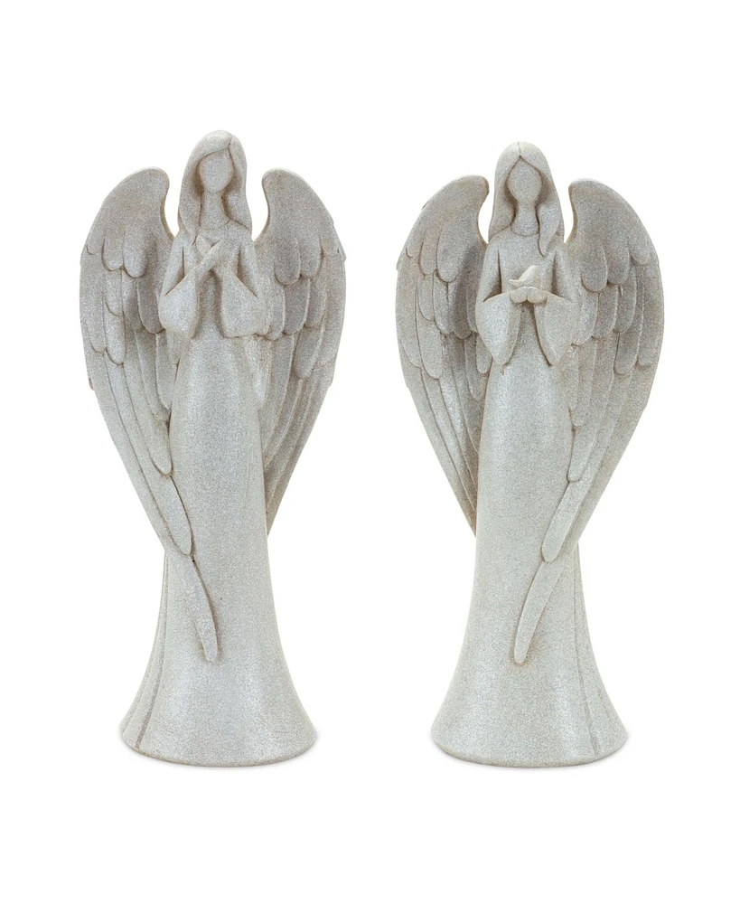 Slickblue Serene Angel Figurine With Bird Accent (Set of 2)