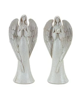 Slickblue Serene Angel Figurine With Bird Accent (Set of 2)