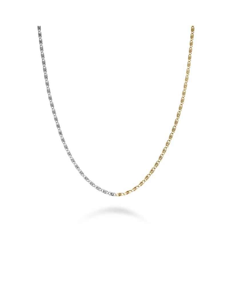 Rosefield Two Tone Swirl Necklace In 14K Yellow Gold And Rhodium Plated Stainless Steel