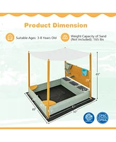 Vebreda Kids Sandbox with Sand Wall w/ Removable Canopy for Kids 3-8 Years Old