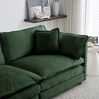 Streamdale Furniture 3-Piece Green Chenille Sofa Set with Armchairs and Toss Pillows