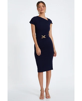 Quiz Women's Scuba Crepe Midi Dress With Buckle Detail