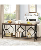 Tribesigns 71 Inch Extra Long Sofa Table, Narrow Console Tables Behind Couch Table with Open Storage Shelf