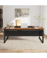 Tribesigns 63" Modern Conference Table with Splicing Board, 5FT Meeting Tables for Home Office, Business Training Seminar Stylish Meta