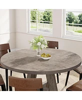 Tribesigns Round Dining Table Wood Kitchen for Room Living Room, 47 inch Tables 4 People, Farmhouse Dinner with Woo