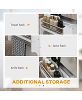 Portable Kitchen Island with Stainless Steel Top and Integrated Storage