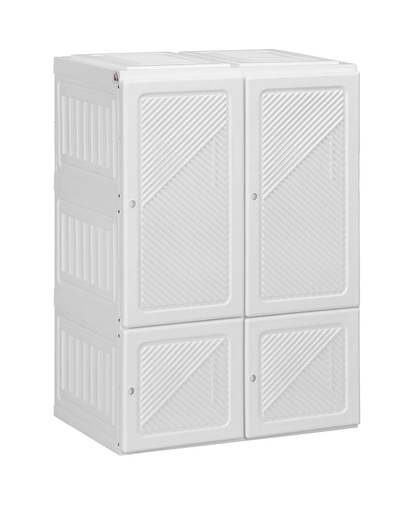 Homcom Portable Wardrobe Closet w/ 6 Cube Compartments, White