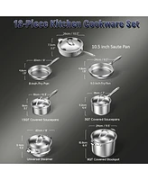 Cooks Standard 12-Piece Multi-Ply Full Clad Stainless Steel Kitchen Cookware Sets with Stay-Cool Handles