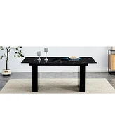 Streamdale Furniture Rectangular Dining or Living Room Table with Black Pattern Top