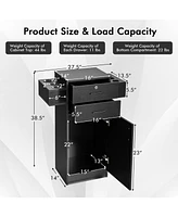 Skonyon Salon Station Storage Cabinet with 6 Hair Dryer Holders for Hair Stylist-Black